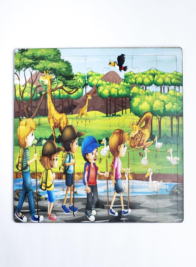 Craftick®Wooden Jigsaw Puzzle Wildlife for Kids Set of 1 Multicolor - Educational Toy for Having Realistic Illustration, Focus, Memory, Mental Boost |Return Gift - Image 1